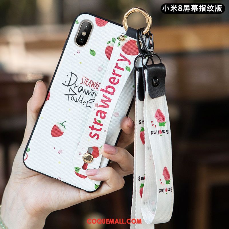 Étui Xiaomi Mi 8 Pro Fluide Doux Net Rouge Délavé En Daim, Coque Xiaomi Mi 8 Pro Téléphone Portable Protection Beige