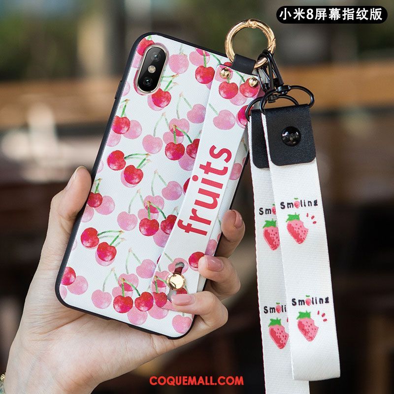 Étui Xiaomi Mi 8 Pro Fluide Doux Net Rouge Délavé En Daim, Coque Xiaomi Mi 8 Pro Téléphone Portable Protection Beige
