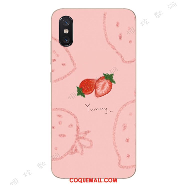 Étui Xiaomi Mi 8 Pro Fraise Petit Fluide Doux, Coque Xiaomi Mi 8 Pro Téléphone Portable Incassable Beige