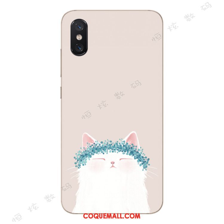 Étui Xiaomi Mi 8 Pro Incassable Silicone Charmant, Coque Xiaomi Mi 8 Pro Chat Fluide Doux Beige