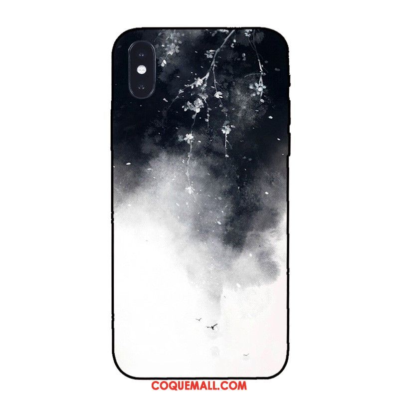 Étui Xiaomi Mi 8 Pro Longue Modèle Fleurie Style Chinois, Coque Xiaomi Mi 8 Pro Silicone Vent Beige