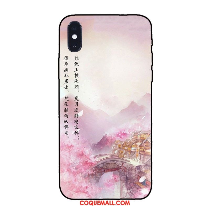 Étui Xiaomi Mi 8 Pro Longue Modèle Fleurie Style Chinois, Coque Xiaomi Mi 8 Pro Silicone Vent Beige