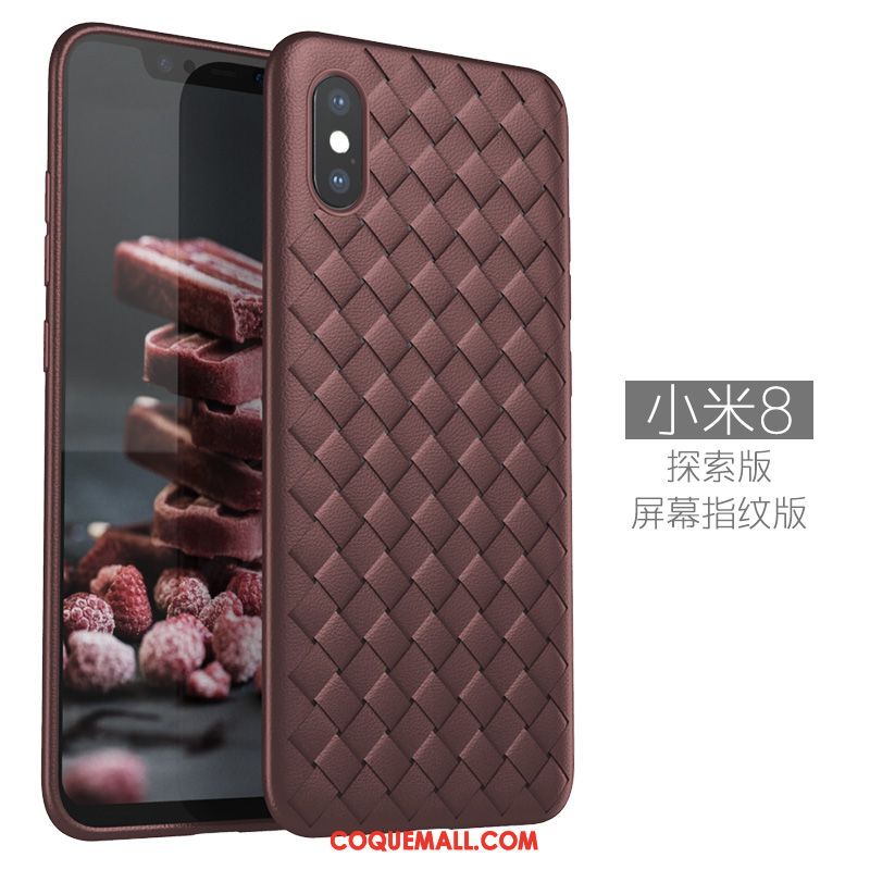 Étui Xiaomi Mi 8 Pro Modèle Fleurie Fluide Doux Refroidissement, Coque Xiaomi Mi 8 Pro Respirant Petit Braun Beige