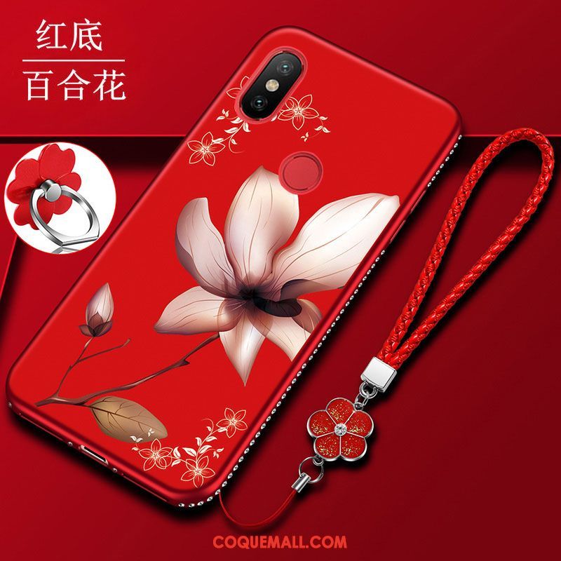 Étui Xiaomi Mi 8 Pro Net Rouge Petit Fluide Doux, Coque Xiaomi Mi 8 Pro Jeunesse Modèle Fleurie Beige