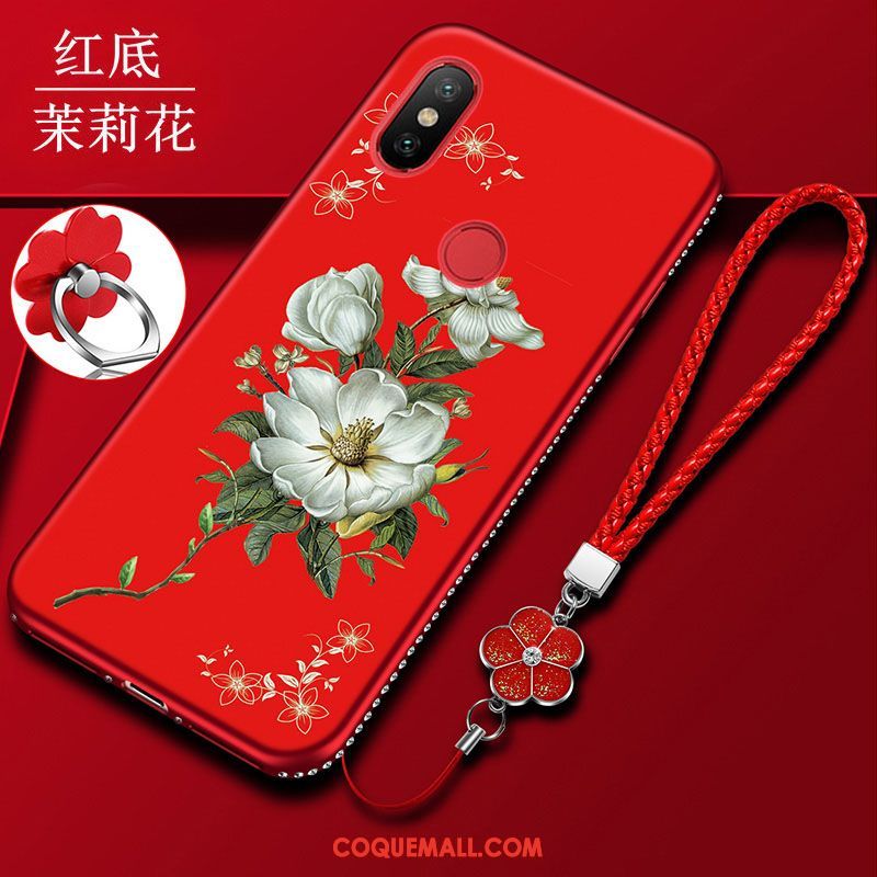 Étui Xiaomi Mi 8 Pro Net Rouge Petit Fluide Doux, Coque Xiaomi Mi 8 Pro Jeunesse Modèle Fleurie Beige