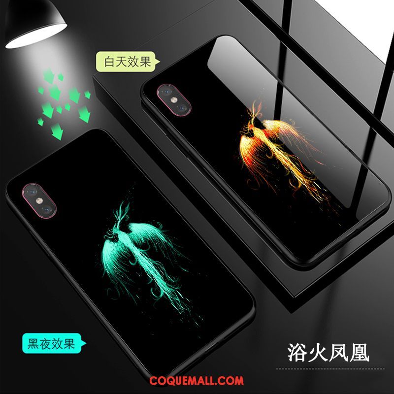 Étui Xiaomi Mi 8 Pro Noir Modèle Fleurie Verre, Coque Xiaomi Mi 8 Pro Transparent Petit Beige