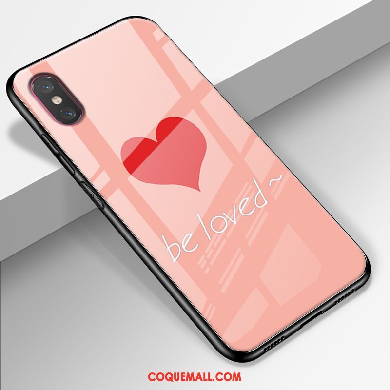 Étui Xiaomi Mi 8 Pro Personnalité Simple Verre, Coque Xiaomi Mi 8 Pro Incassable Rose Beige