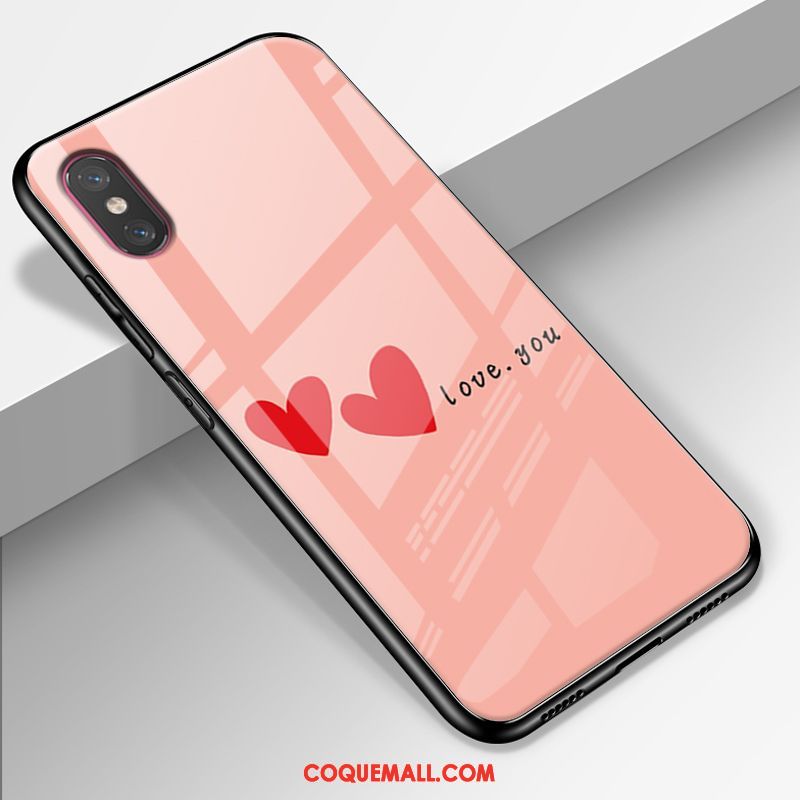 Étui Xiaomi Mi 8 Pro Personnalité Simple Verre, Coque Xiaomi Mi 8 Pro Incassable Rose Beige