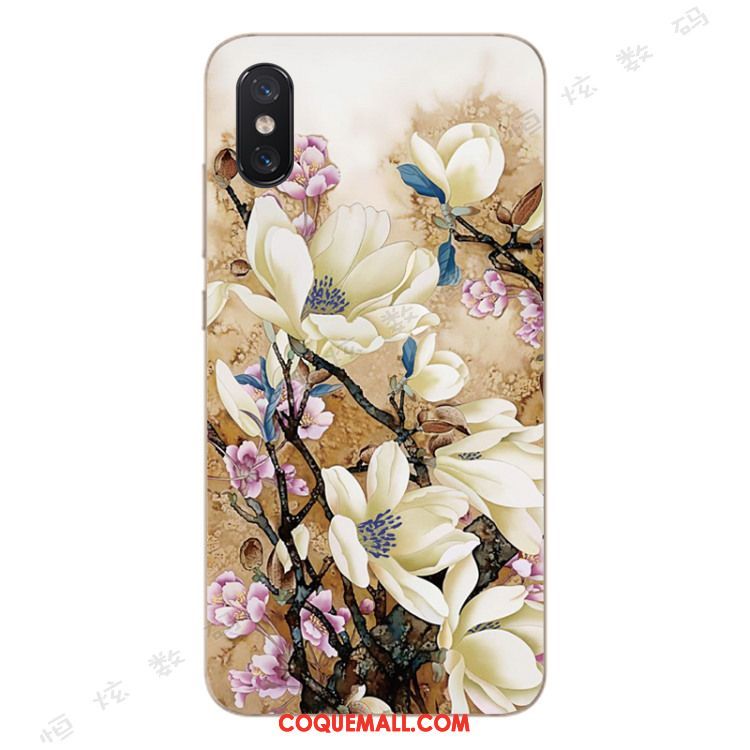 Étui Xiaomi Mi 8 Pro Petit Modèle Fleurie Fluide Doux, Coque Xiaomi Mi 8 Pro Tendance Jeunesse Beige