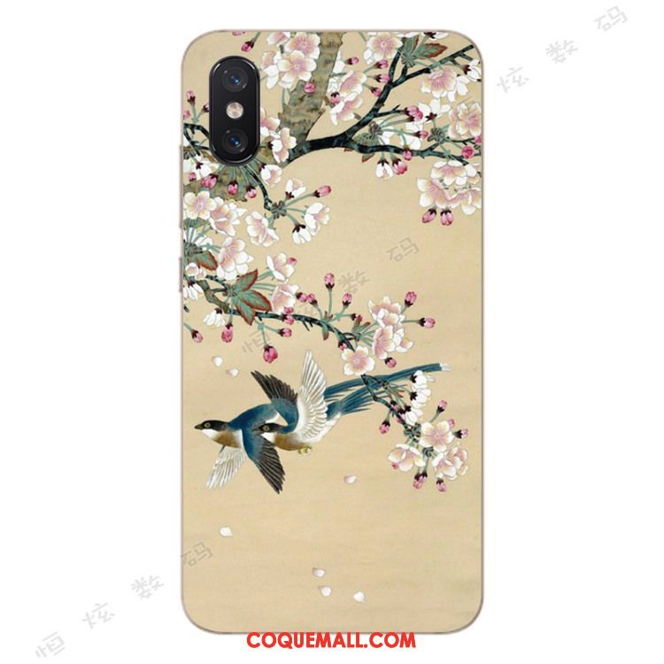 Étui Xiaomi Mi 8 Pro Petit Modèle Fleurie Fluide Doux, Coque Xiaomi Mi 8 Pro Tendance Jeunesse Beige