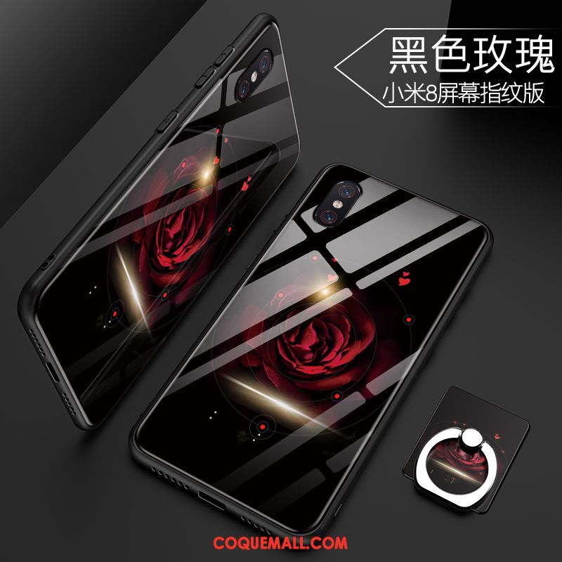 Étui Xiaomi Mi 8 Pro Protection Personnalité Téléphone Portable, Coque Xiaomi Mi 8 Pro Verre Trempé Incassable Beige