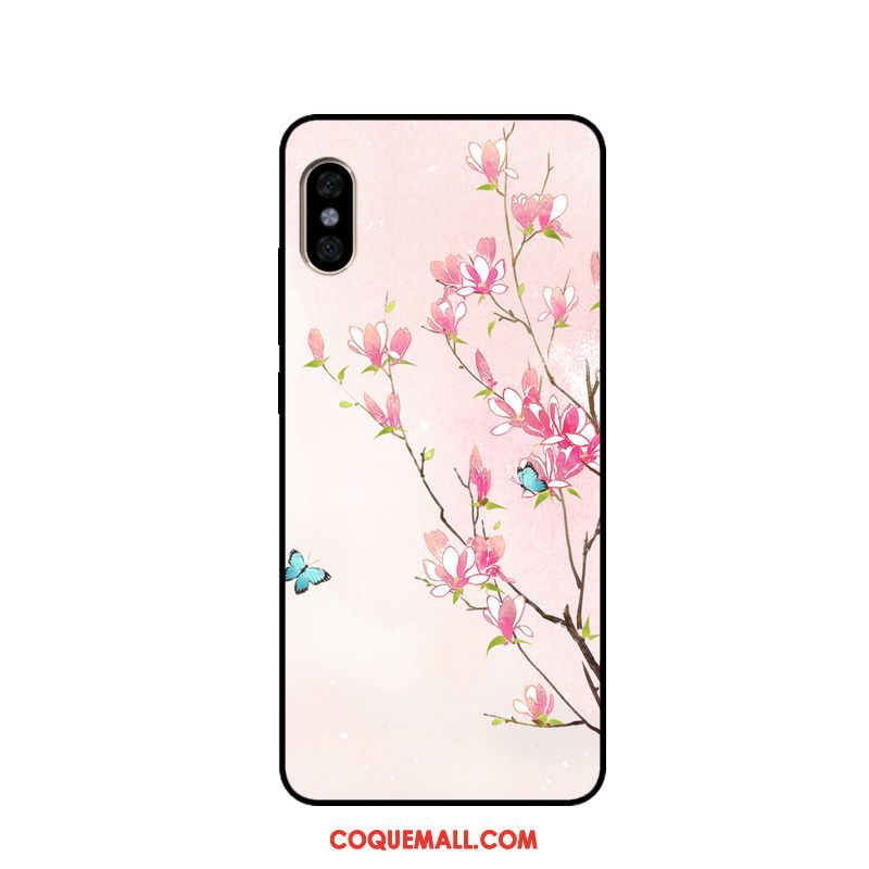 Étui Xiaomi Mi 8 Pro Silicone Jeunesse Style Chinois, Coque Xiaomi Mi 8 Pro Rose Petit Beige