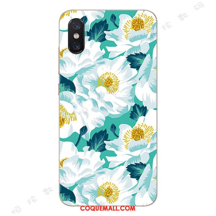 Étui Xiaomi Mi 8 Pro Silicone Modèle Fleurie Jeunesse, Coque Xiaomi Mi 8 Pro Vert Art Beige