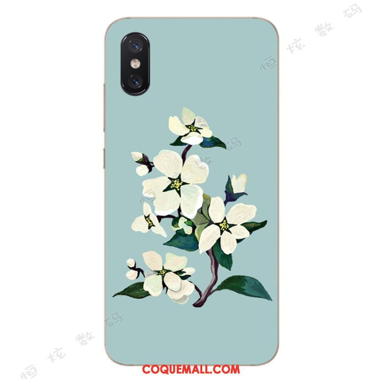 Étui Xiaomi Mi 8 Pro Silicone Modèle Fleurie Jeunesse, Coque Xiaomi Mi 8 Pro Vert Art Beige