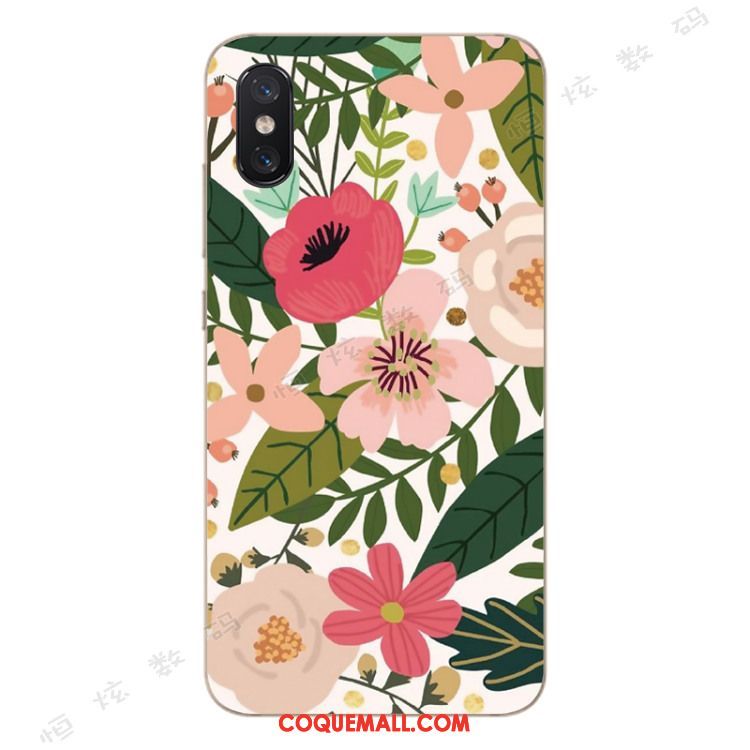 Étui Xiaomi Mi 8 Pro Silicone Modèle Fleurie Jeunesse, Coque Xiaomi Mi 8 Pro Vert Art Beige