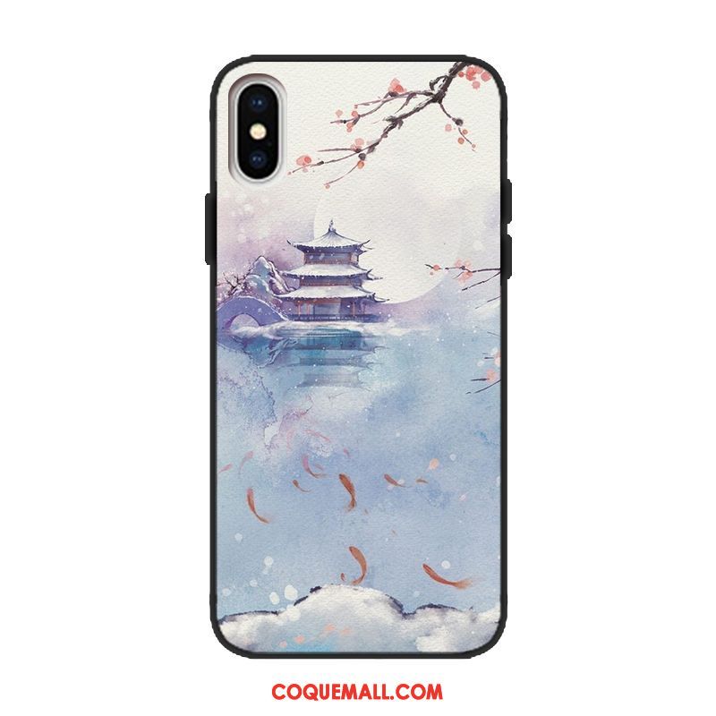 Étui Xiaomi Mi 8 Pro Style Chinois Fleur De Pêche Téléphone Portable, Coque Xiaomi Mi 8 Pro Vintage Fluide Doux Beige