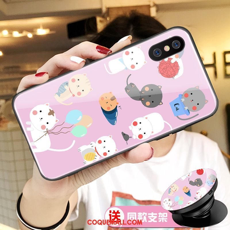 Étui Xiaomi Mi 8 Pro Tendance Amoureux Verre, Coque Xiaomi Mi 8 Pro Dessin Animé Jeunesse Beige