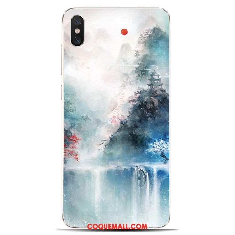 Étui Xiaomi Mi 8 Pro Téléphone Portable Silicone Modèle Fleurie, Coque Xiaomi Mi 8 Pro Fluide Doux Vert Beige