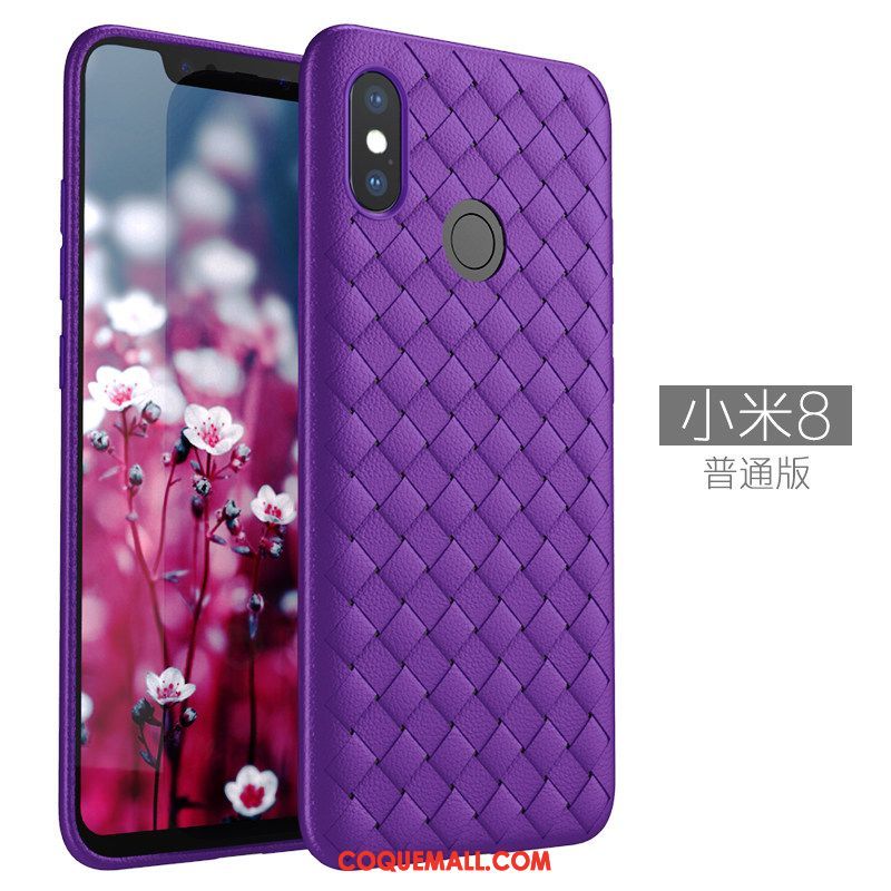 Étui Xiaomi Mi 8 Respirant Incassable Rouge, Coque Xiaomi Mi 8 Cuir Téléphone Portable Beige