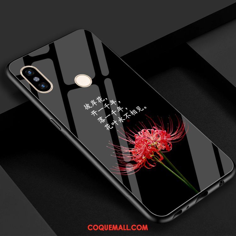 Étui Xiaomi Mi 8 Rouge Créatif Verre Trempé, Coque Xiaomi Mi 8 Bleu Fleur Beige