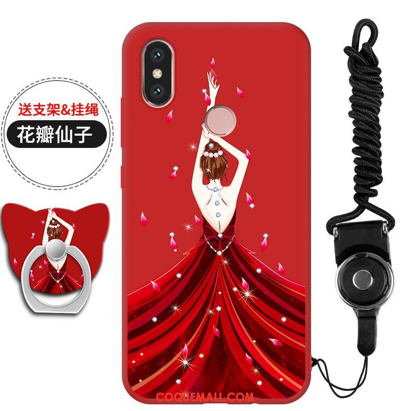 Étui Xiaomi Mi 8 Rouge Fluide Doux Ornements Suspendus, Coque Xiaomi Mi 8 Incassable Téléphone Portable Beige