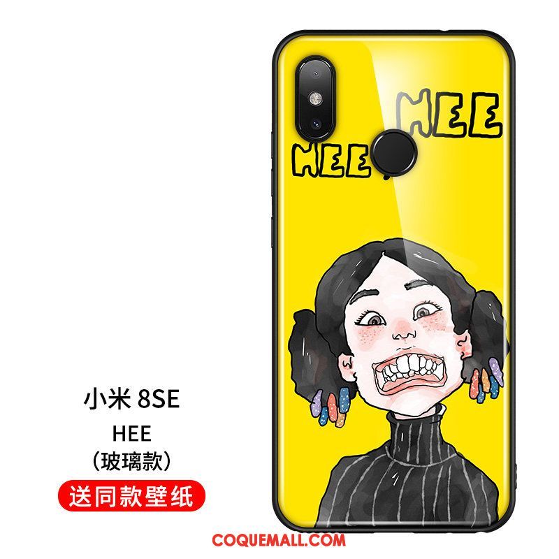 Étui Xiaomi Mi 8 Se Charmant Verre Incassable, Coque Xiaomi Mi 8 Se Légère Créatif Beige