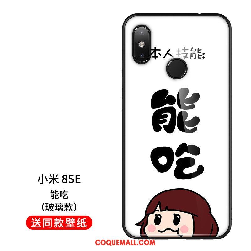 Étui Xiaomi Mi 8 Se Charmant Verre Incassable, Coque Xiaomi Mi 8 Se Légère Créatif Beige