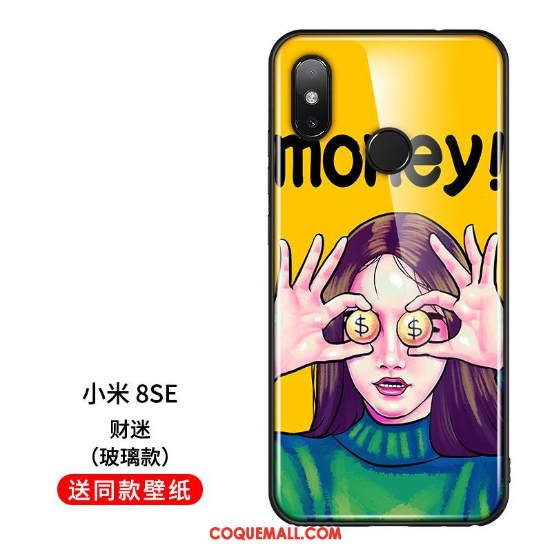 Étui Xiaomi Mi 8 Se Charmant Verre Incassable, Coque Xiaomi Mi 8 Se Légère Créatif Beige