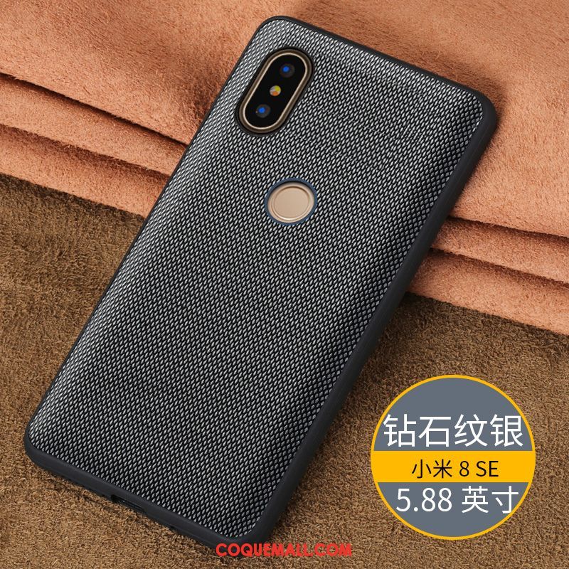 Étui Xiaomi Mi 8 Se Couvercle Arrière Grand Noir, Coque Xiaomi Mi 8 Se Cuir Véritable Tout Compris Beige