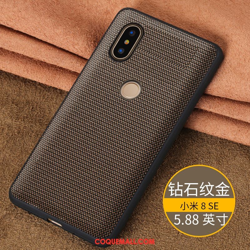 Étui Xiaomi Mi 8 Se Couvercle Arrière Grand Noir, Coque Xiaomi Mi 8 Se Cuir Véritable Tout Compris Beige