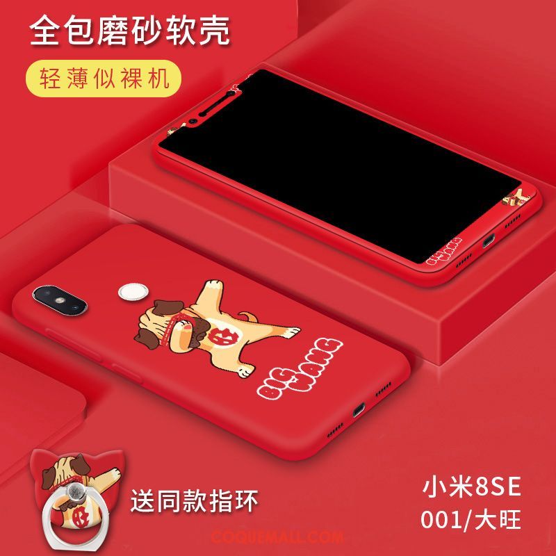 Étui Xiaomi Mi 8 Se Créatif Petit Tout Compris, Coque Xiaomi Mi 8 Se Délavé En Daim Fluide Doux Beige