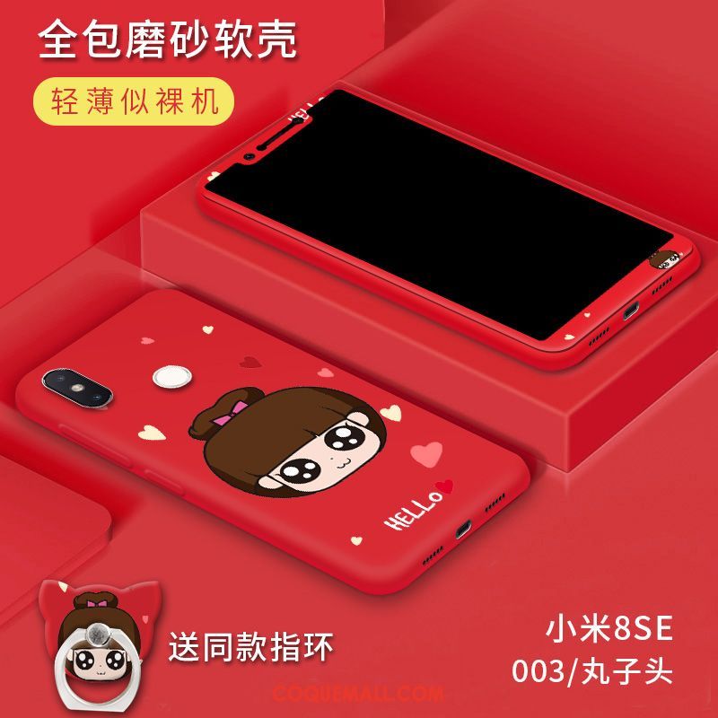 Étui Xiaomi Mi 8 Se Créatif Petit Tout Compris, Coque Xiaomi Mi 8 Se Délavé En Daim Fluide Doux Beige