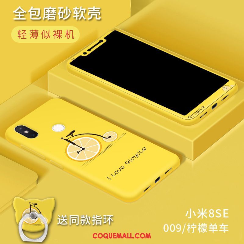 Étui Xiaomi Mi 8 Se Créatif Petit Tout Compris, Coque Xiaomi Mi 8 Se Délavé En Daim Fluide Doux Beige