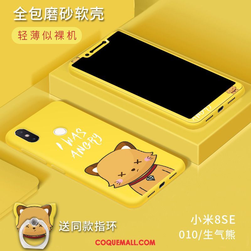 Étui Xiaomi Mi 8 Se Créatif Petit Tout Compris, Coque Xiaomi Mi 8 Se Délavé En Daim Fluide Doux Beige