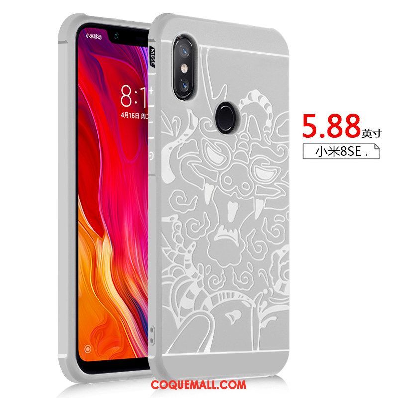 Étui Xiaomi Mi 8 Se Fluide Doux Tout Compris Petit, Coque Xiaomi Mi 8 Se Épaissir Silicone Beige