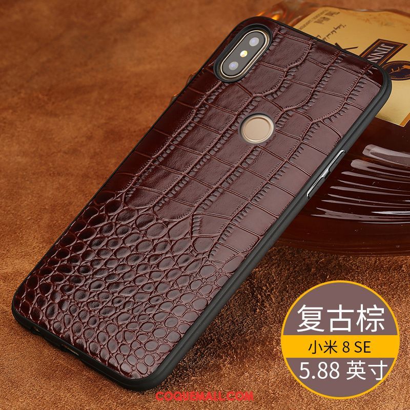 Étui Xiaomi Mi 8 Se Luxe Marque De Tendance Petit, Coque Xiaomi Mi 8 Se Cuir Personnalité Beige