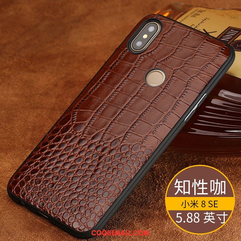 Étui Xiaomi Mi 8 Se Luxe Marque De Tendance Petit, Coque Xiaomi Mi 8 Se Cuir Personnalité Beige