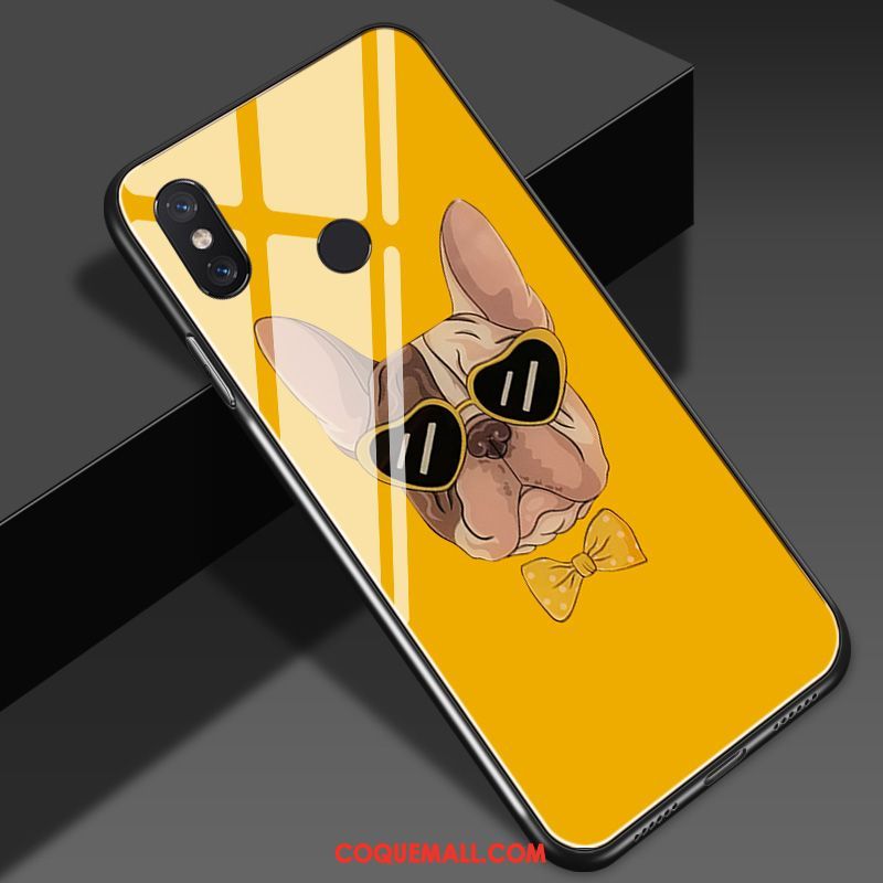 Étui Xiaomi Mi 8 Se Miroir Bovins Noir, Coque Xiaomi Mi 8 Se Dessin Animé Verre Beige