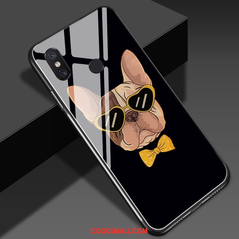 Étui Xiaomi Mi 8 Se Miroir Bovins Noir, Coque Xiaomi Mi 8 Se Dessin Animé Verre Beige