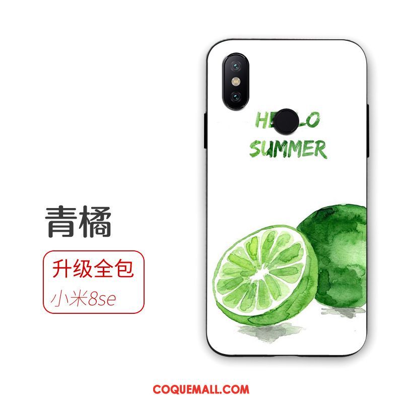 Étui Xiaomi Mi 8 Se Silicone Vert Incassable, Coque Xiaomi Mi 8 Se Fruit Modèle Fleurie Beige