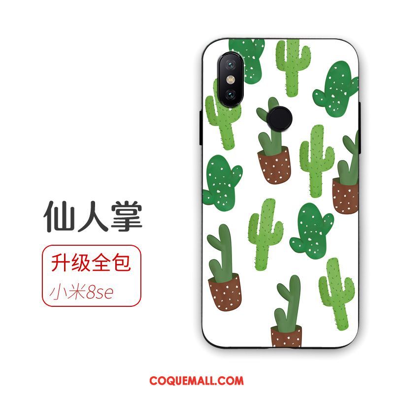 Étui Xiaomi Mi 8 Se Silicone Vert Incassable, Coque Xiaomi Mi 8 Se Fruit Modèle Fleurie Beige