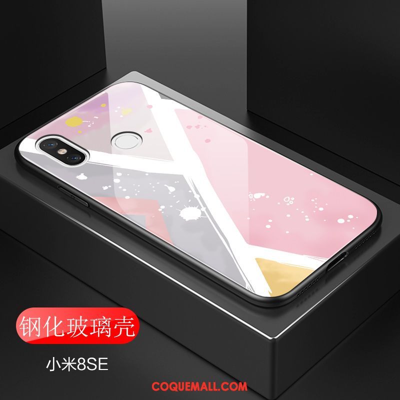 Étui Xiaomi Mi 8 Se Tendance Personnalité Luxe, Coque Xiaomi Mi 8 Se Rose Géométrie Beige