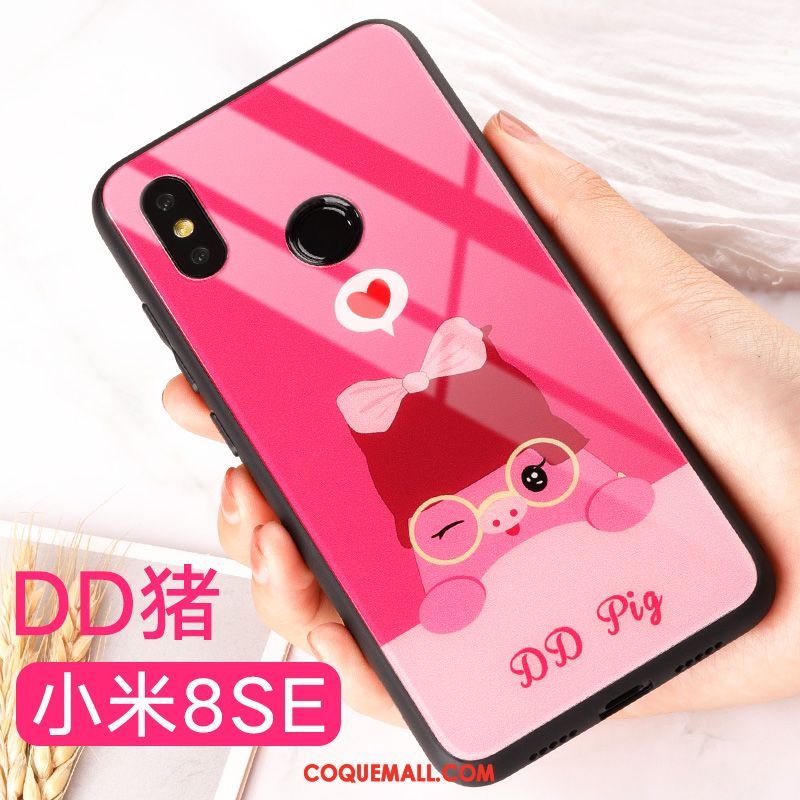 Étui Xiaomi Mi 8 Se Tout Compris Verre Trempé Dessin Animé, Coque Xiaomi Mi 8 Se Nouveau Charmant Beige