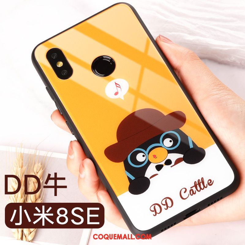 Étui Xiaomi Mi 8 Se Tout Compris Verre Trempé Dessin Animé, Coque Xiaomi Mi 8 Se Nouveau Charmant Beige