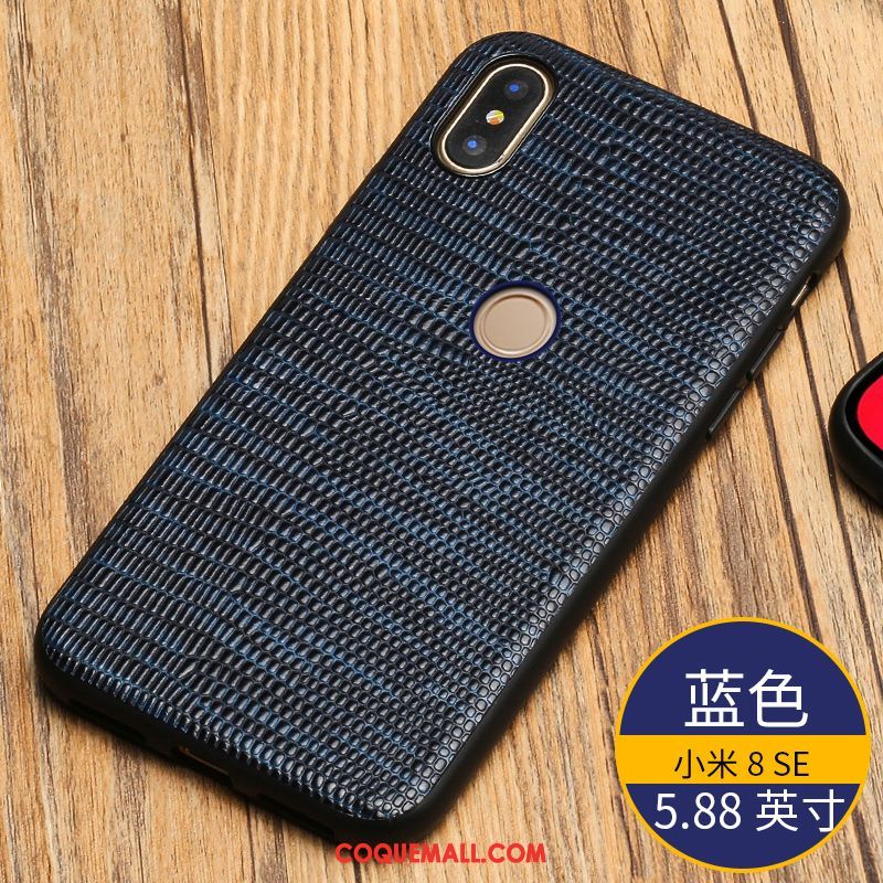 Étui Xiaomi Mi 8 Se Étui En Cuir Bleu Marin Protection, Coque Xiaomi Mi 8 Se Tout Compris Grand Beige