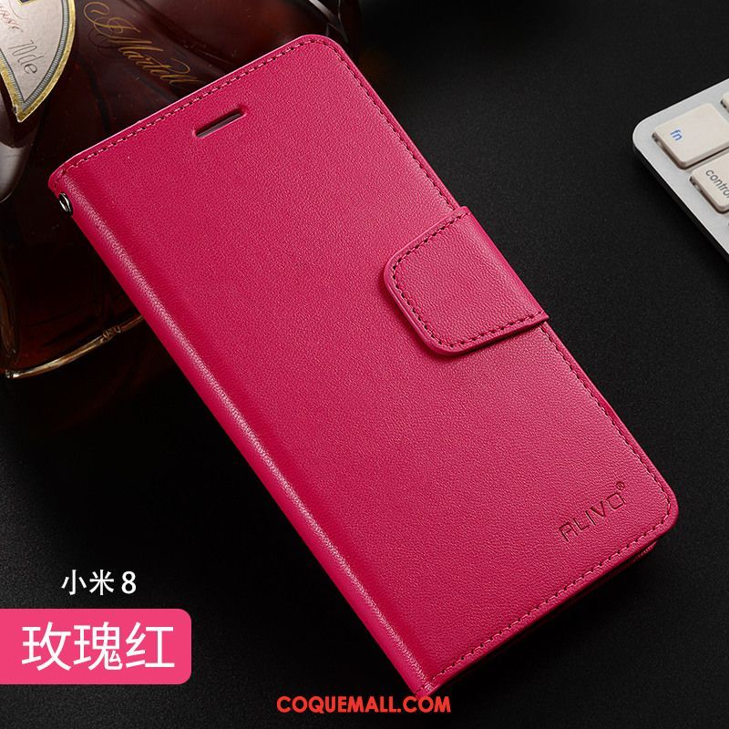 Étui Xiaomi Mi 8 Silicone Étui En Cuir Petit, Coque Xiaomi Mi 8 Téléphone Portable Clamshell Beige