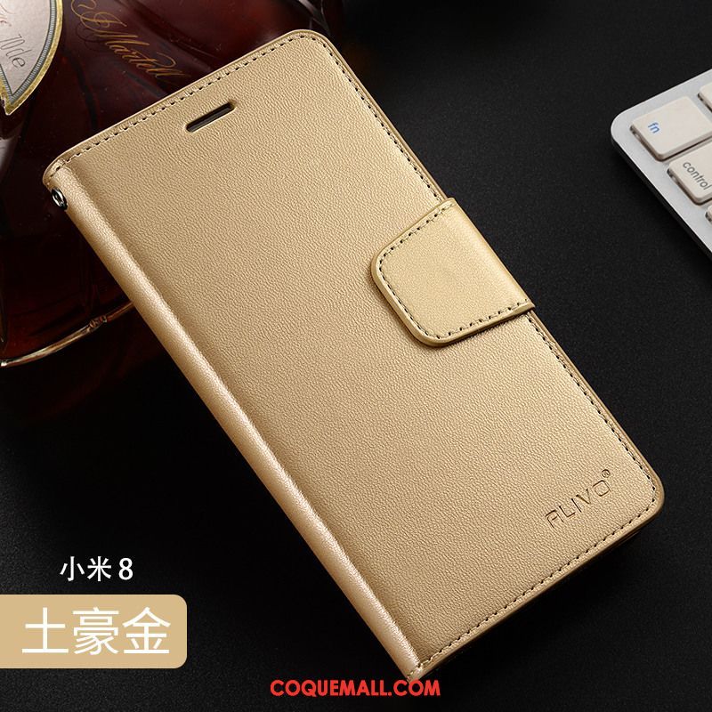 Étui Xiaomi Mi 8 Silicone Étui En Cuir Petit, Coque Xiaomi Mi 8 Téléphone Portable Clamshell Beige