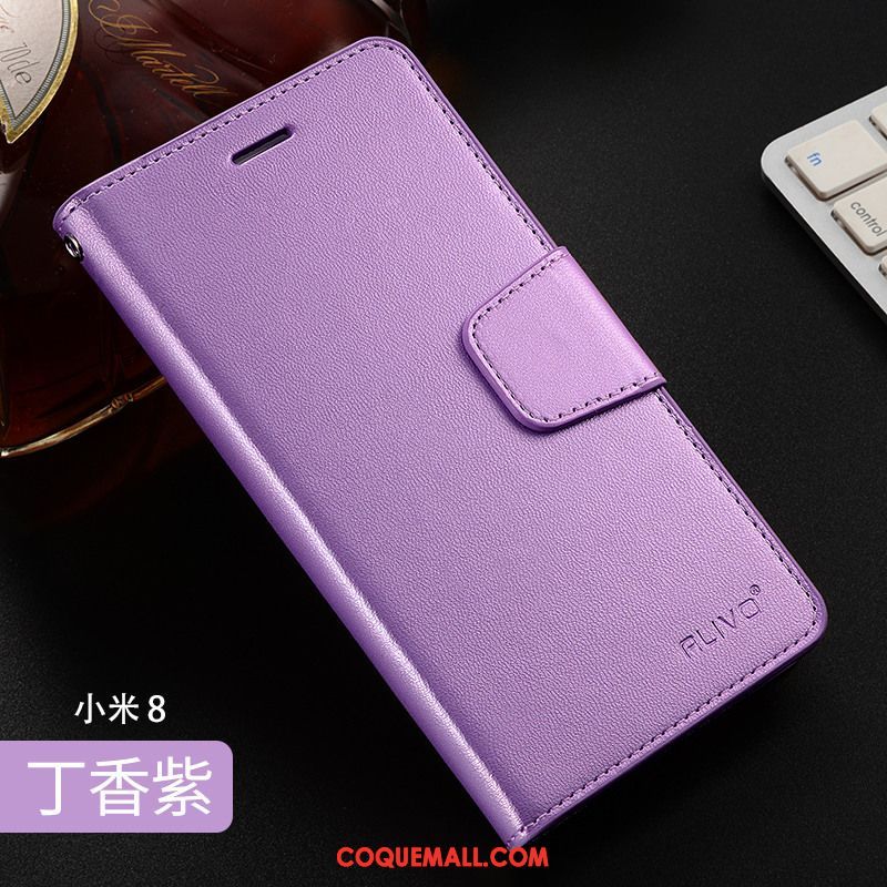 Étui Xiaomi Mi 8 Silicone Étui En Cuir Petit, Coque Xiaomi Mi 8 Téléphone Portable Clamshell Beige