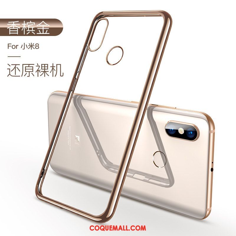 Étui Xiaomi Mi 8 Tendance Incassable Créatif, Coque Xiaomi Mi 8 Délavé En Daim Net Rouge Beige