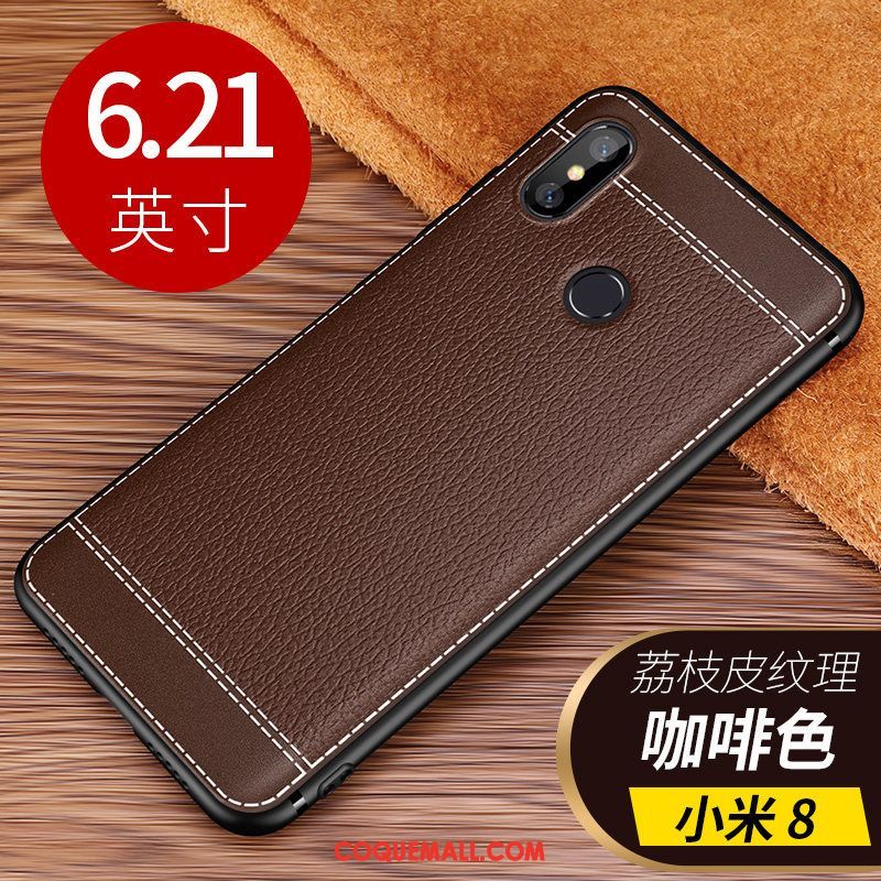 Étui Xiaomi Mi 8 Tout Compris Fluide Doux Téléphone Portable, Coque Xiaomi Mi 8 Légères Modèle Fleurie Beige